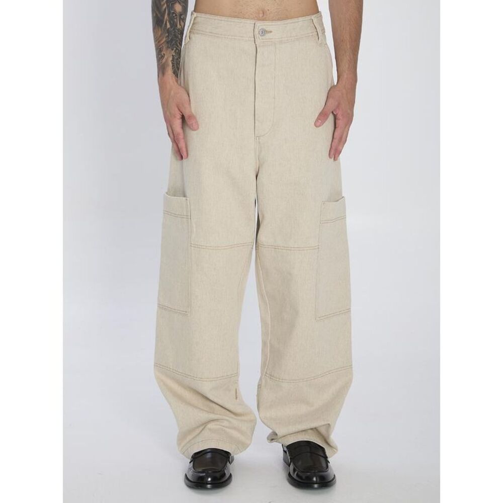 JACQUEMUS Wide Leg Utility Pants Men Beige
